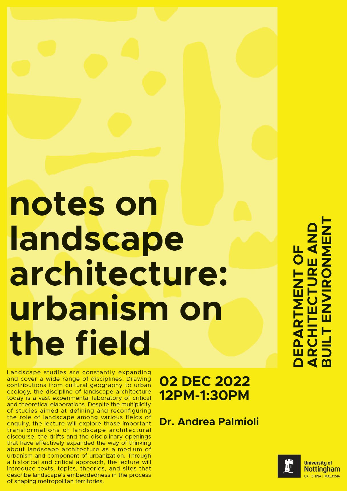 Notes on landscape architecture: urbanism on the field